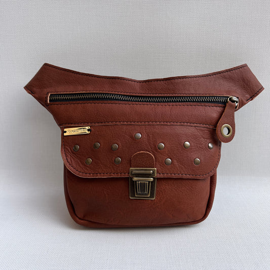 Mini Premium Brown &amp; Old Gold Natural BioCuir® Leather Exclusive Piece No. 13009