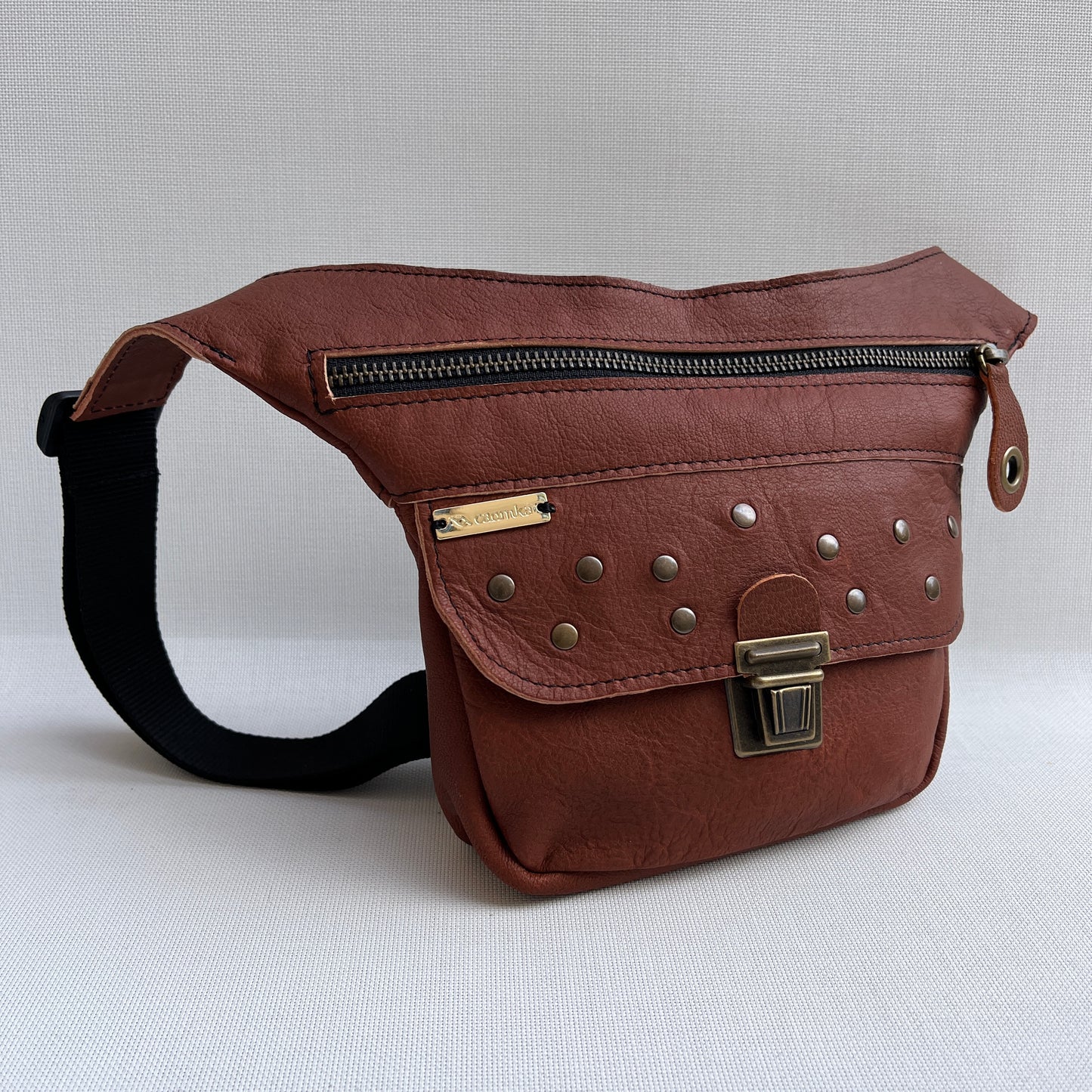 Mini Premium Brown &amp; Old Gold Natural BioCuir® Leather Exclusive Piece No. 13009