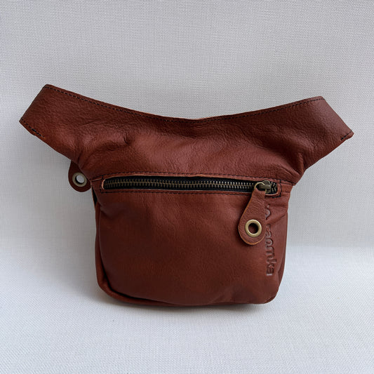 Mini Premium Brown &amp; Old Gold Natural BioCuir® Leather Exclusive Piece No. 13009