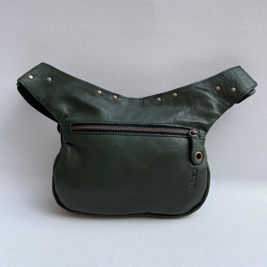 Premium Green &amp; Old Gold BioCuir® natural leather Unique Piece No. 12857