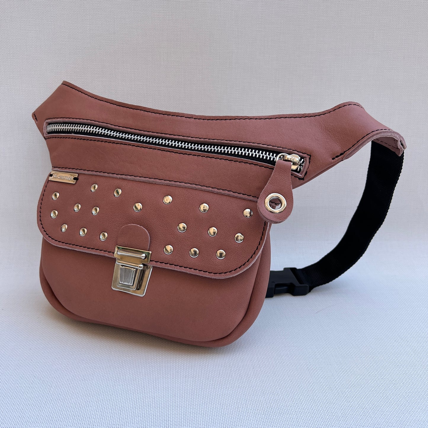 Mini Premium Pink &amp; Silver Natural BioCuir® Leather Exclusive Piece No. 11251