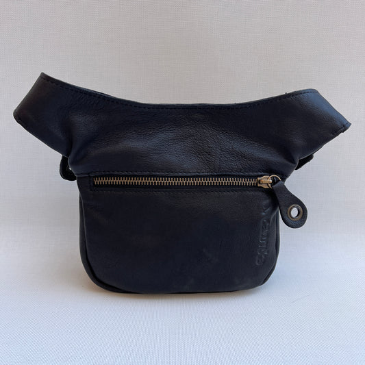 Mini Premium Black Circles & Old Gold Natural BioCuir® Leather Exclusive Piece No. 12041