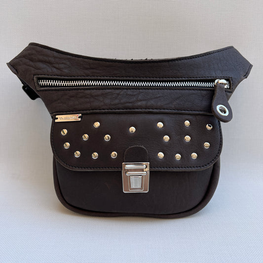 Mini Premium Brown &amp; Silver Natural BioCuir® Leather Exclusive Piece No. 12044