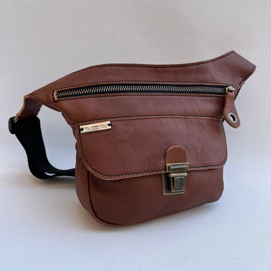 Mini Brown &amp; Old Gold Natural BioCuir® Leather Exclusive Piece No. 12039