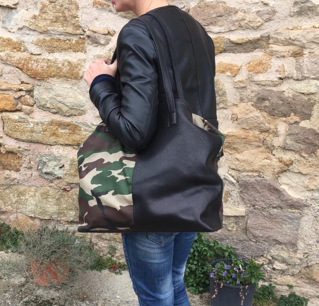 Shopper Bag Lau&amp;ang Bags „Camouflage“ Naturleder BioCuir® Exclusive Piece