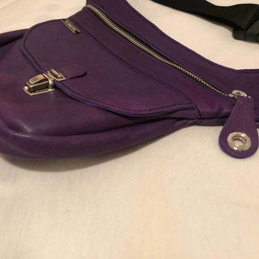 Mini Special Purple &amp; Silver BioCuir® natural leather Unique Piece No. 8168