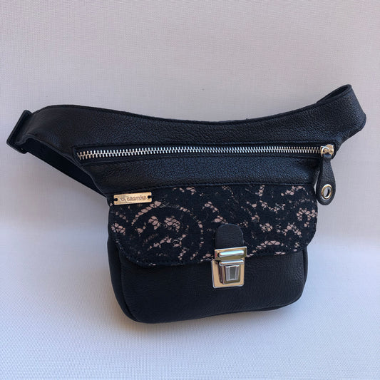 Mini Special Elegant Black BioCuir® natural leather Exclusive Piece No. 9588